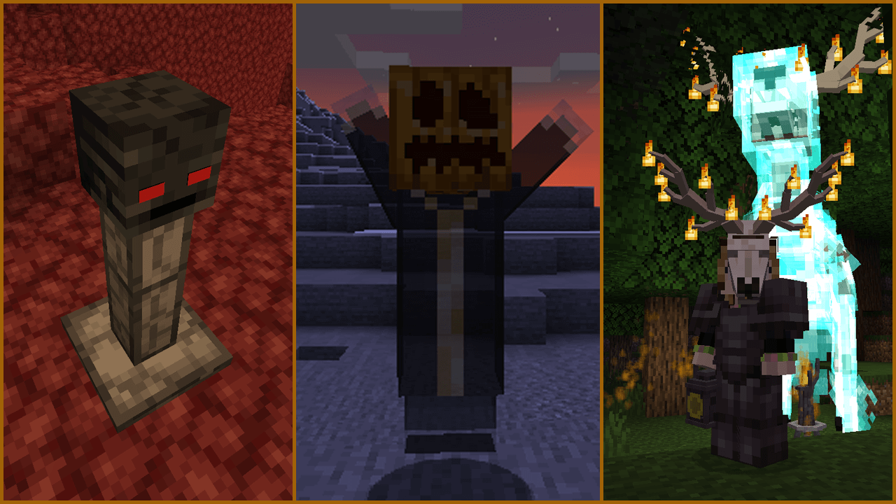Information about SpookyJam: 2019. Left: Wither Skeleton Totem, Center:Thrillager, Right:Whisperwoods